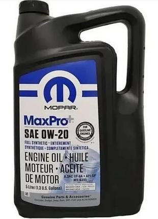 Моторное масло mopar maxpro+ sae 0w-20 engine oil, 5л chrysler 68218951ac