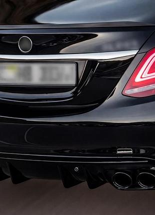 Задний диффузор с насадками на выхлоп (дизайн c43) для mercedes c-сlass w205 2014-2021 гг