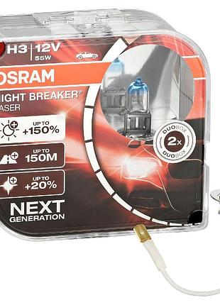 Автолампа h3 night breaker laser+150% 12v 55w pk22s (кт 2шт)