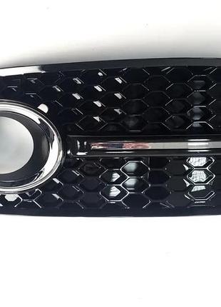 Решетка бампера audi q5 2008-2012, s-line, с отв. п/тум., правая, с хромированным молдингом, avtm, 181212908