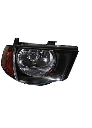 Фара передняя mitsubishi l200 2006-2015, правая h4, с оранжевым поворотом, электрическая регулировка, depo, 214-1180r-ld-em