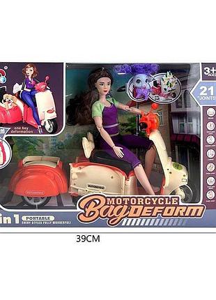 Лялька jj 8723 (24/2) висота - 29 см, мопед трансформується у рюкзак, рухомі суглоби, улюбленець, в коробці
