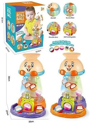Игра с шариком 806 (12) 2 цвета, звук, подсветка, 5 шариков, в коробке