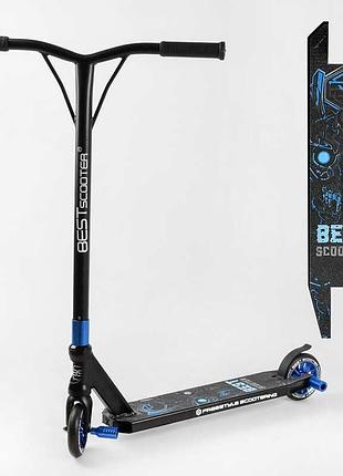 Самокат трюковый best scooter 54528 (1) hic-система, пеги, алюминиевый диск и дека, колёса pu d-110мм, ширина руля-52см, высота -