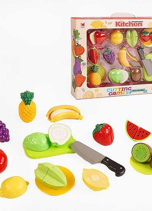 Продукти на липучках 1290 a (18) 10 фруктів, ніж, 2 тарілки та дошка для нарізання, в коробці