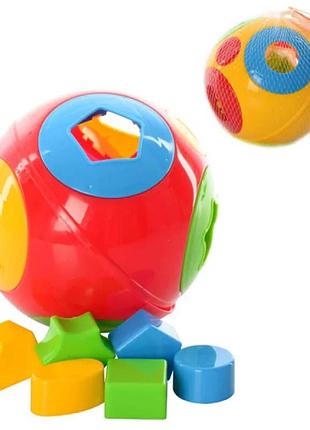 Гр сортер "розумний малюк" 2247 (18) "technok toys", 6 геометричних фігур, 14см, в сітці