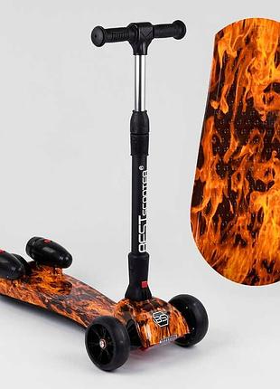 Самокат "best scooter" maxi" 89341 с парогенератором (4) музыка, дым, турбины, пластмассовый, колеса pu 120х40мм, складной