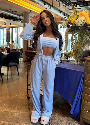 Женский  велюровый спортивный костюм тройка в расцветках рр 42-48
