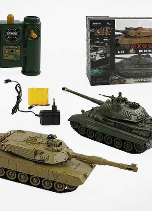 Танковий бій на радіокеруванні 99821 (8/2) 2 танки, акумулятори 4.8 v, пульти 2.4 gmhz, звуки, підсвічування, гумові гусені,