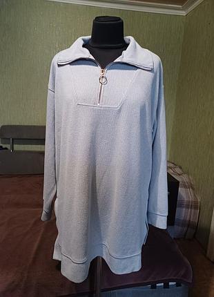 Стильний подовжений джемпер светр на блискавці tu р. 20 xl xxl xxxl