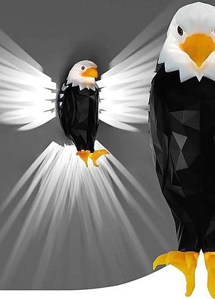 3d светильник настенный светодиодный орел черно-белый для уютного освещения в спальне или гостиной на батарейках