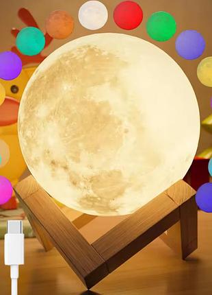Настольный светильник луна (10,5 см) rgb, usb, magic 3d moon / детский ночник светильник / сенсорный ночник