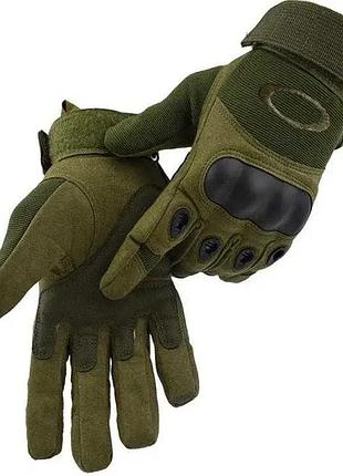 Тактические перчатки закрытые, полнопалые oakley, олива