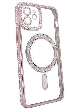 Чохол diamond shining case з magsafe для iphone 12 рожевий стильний захисний аксесуар