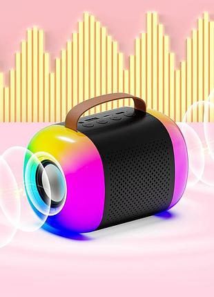 Портативная bluetooth колонка 2 микрофона usb sd fm type-c aux черный пластик стерео k21-2