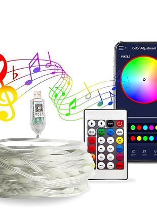 Светодиодная гирлянда usb 5 м 100 led rgb с пультом ду для новогоднего декора