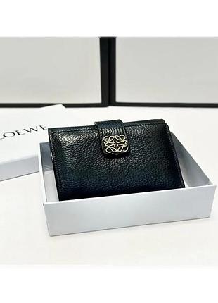 Женский кожаный кошелек loewe, маленький кошелек, кошелек натуральная кожа, складной кошелек черный