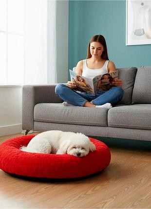 М'яка лежанка для собак і кішок 45х40 см червона з поліестеру pet choice dg1m