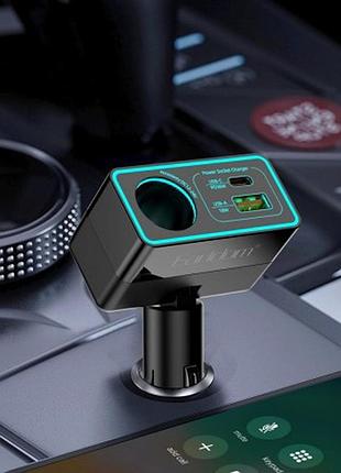 Розгалужувач прикурювача з usb-a та usb-c для авто 5 портів швидка зарядка 12-24v earldom et-cs5 для подорожей та зарядки