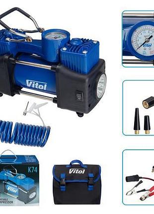 Компрессор двухпоршневой vitol k-74 85л, шланг 3,0м