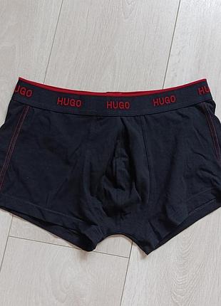 Базовые трусы мужские черные коттоновые боксерки hugo boss m м 10 38 46