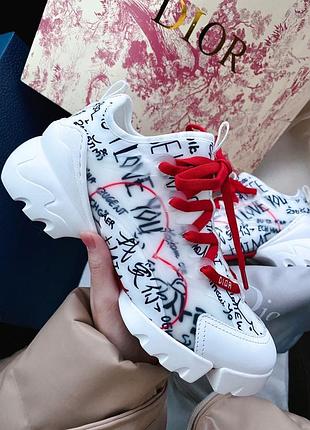 Кроссовки женские топ i love you white red