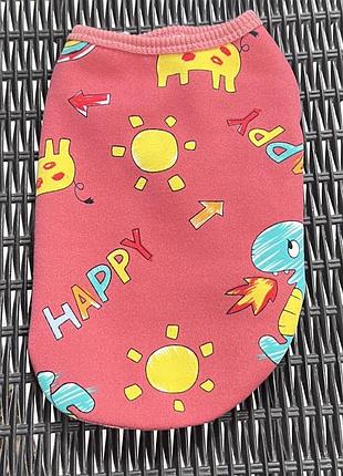 Пуловер на флисе для собак малых, средних и крупных пород pet style "happy" розовый 5xl