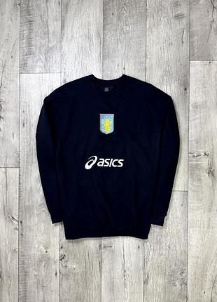 Asics avfc кофта лонгслив l размер свитер на флисе черная с принтом