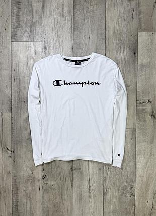 Champion кофта лонгслив xl размер спортивная белая с принтом