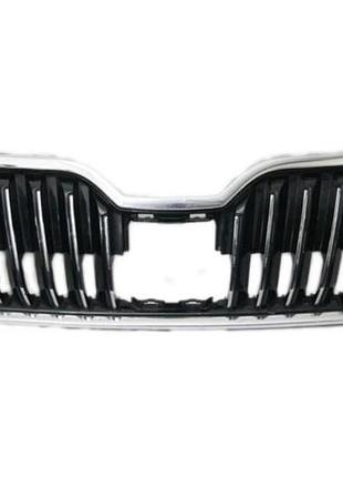 Решетка радиатора skoda superb 2013-2015, черная, с хромированной рамкой, abs-пластик, avtm, 186417990