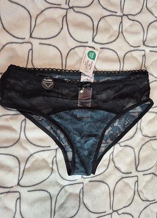 Новые кружевные трусики bikini briefs с бирюзовым акцентом (размер s/м)
