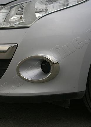 Накладки хромированные на противотуманные фары (2шт) renault megane 5d/sw 2010-2012, omsaline, 6112103