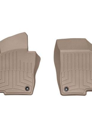 Коврики в салон volkswagen passat b7/b8, usa 2012-, с бортом, передние, бежевые, weathertech 453841