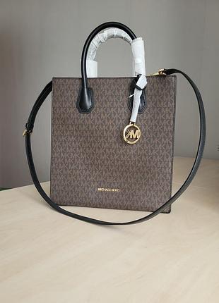 Michael kors mercer 35f1gm9t8b шопер а4 канва логотип коричневий оригінал