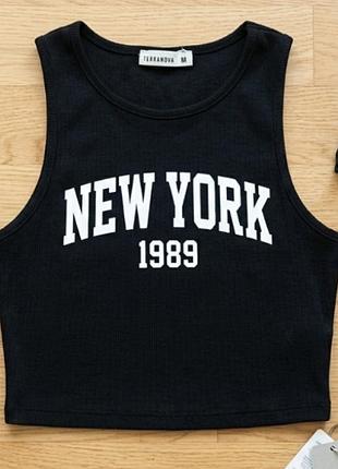 Кроп-топ terranova new york 1989 | черный спортивный топ