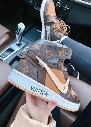 🍁💞nike x lv air jadon 1 retro high💞🍁женские демисезонные кроссовки найк джордан высокие3 фото