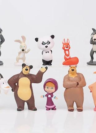 Мини фигурки «маша» 10 героев из мультфильма