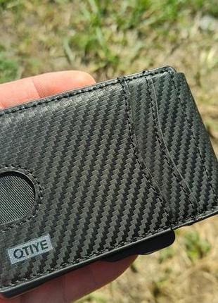 Кардхолдер qtive з rfid захистом, алюмінієвий корпус, відділення для карт і купюр