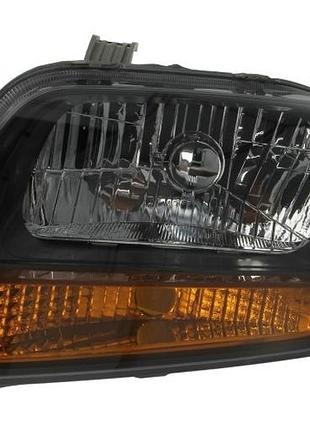 Фара передняя chevrolet aveo hb 2005-2006, левая h4, электрическая регулировка темн. рамка, с моторчиком, depo, 222-1112l-lemn2