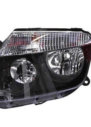 Фара передняя dacia duster/renault duster 2010-, левая h7/h1, электрическая/механическая регулировка, черная рамка, depo,