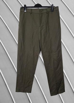 Чоловічі штани zara оригінал xl / лляні штани хакі / штани zara  прямого крою