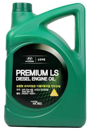 Моторное масло hyndai/kia mobis premium ls diesel 5w-30, 6л hyundai/kia 05200-00611