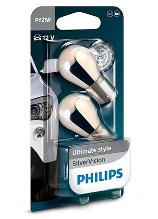 Автолампа py21w silvervision 12v 21w bau15s (блистер 2шт)