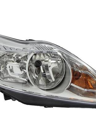 Фара передняя ford focus 2 2008-2011, правая h7/h1, электрическая регулировка, с мотором, серебристая рамка, depo, 431-1181rmldem1