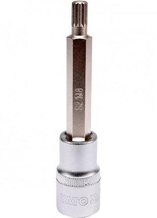 Головка торцевая 1/2 с битой удлиненная spline м8 yato yt-04352