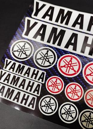 Стикерпак пак наклейки на мотоцикл бак пластик ямаха yamaha белые с логотипами