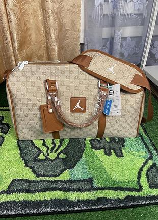 Сумка jordan monogram / бежева сумка джордан/ сумка чоловіча/ сумка жіноча / сумка дорожня / сумка для тренувань