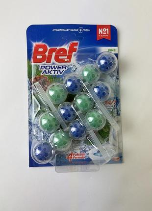 Bref power aktiv туалетные блоки для унитаза pine 3x50г