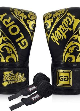 Боксерські рукавиці fairtex bgvg2 velcro black 14 унцій (бинти в комплекті)