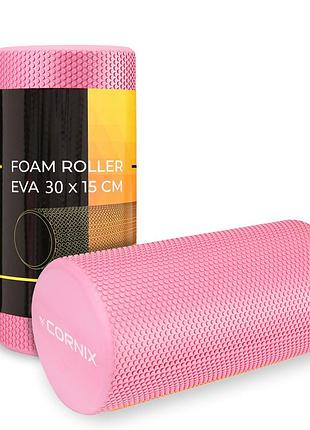 Массажный ролик cornix eva+ 30 x 15 см (валик, роллер) xr-0298 pink, для массажа мышц и восстановления, для дома и спортзала